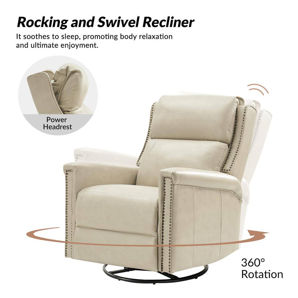 💖Last Day For Clearance💖Traditional Wingback Swivel and Rocker Power Recliner with Motorized Headrest