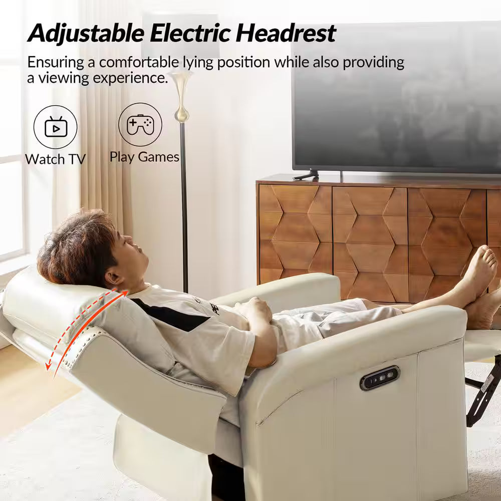 💖Last Day For Clearance💖Traditional Wingback Swivel and Rocker Power Recliner with Motorized Headrest