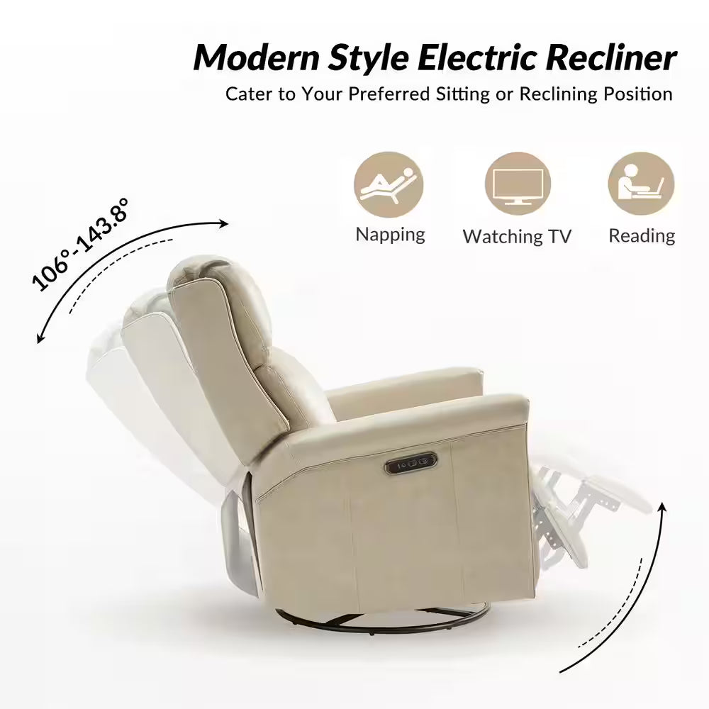 💖Last Day For Clearance💖Traditional Wingback Swivel and Rocker Power Recliner with Motorized Headrest