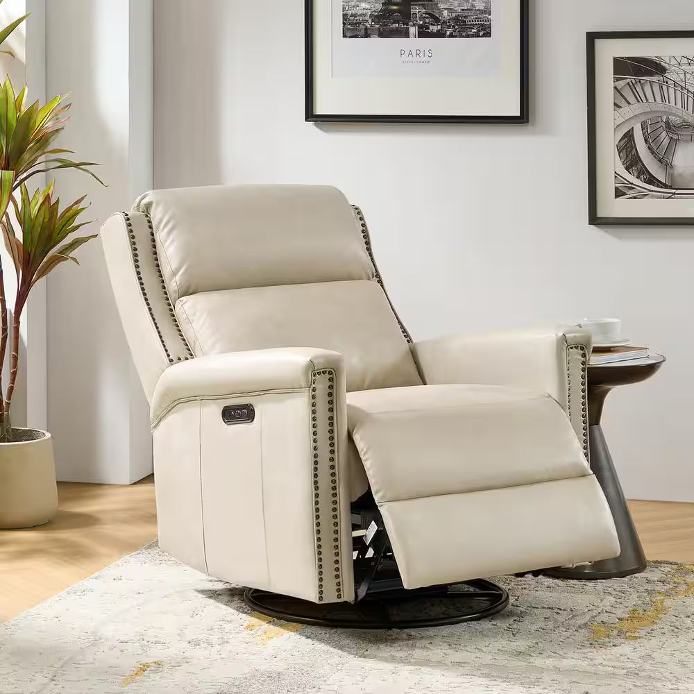 💖Last Day For Clearance💖Traditional Wingback Swivel and Rocker Power Recliner with Motorized Headrest