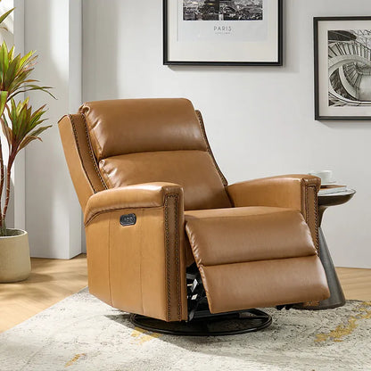 💖Last Day For Clearance💖Traditional Wingback Swivel and Rocker Power Recliner with Motorized Headrest