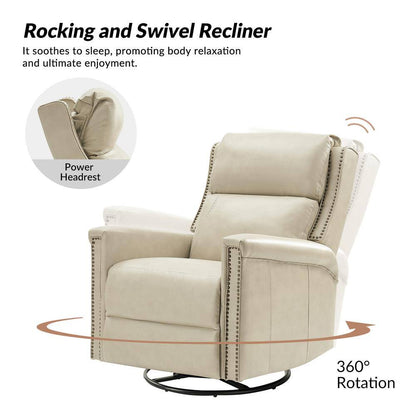 💖Last Day For Clearance💖Traditional Wingback Swivel and Rocker Power Recliner with Motorized Headrest